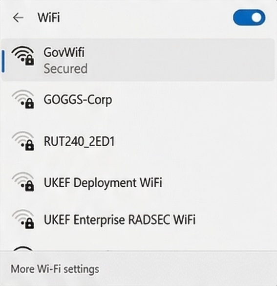 Screenshot of WiFi panel in Windows 11